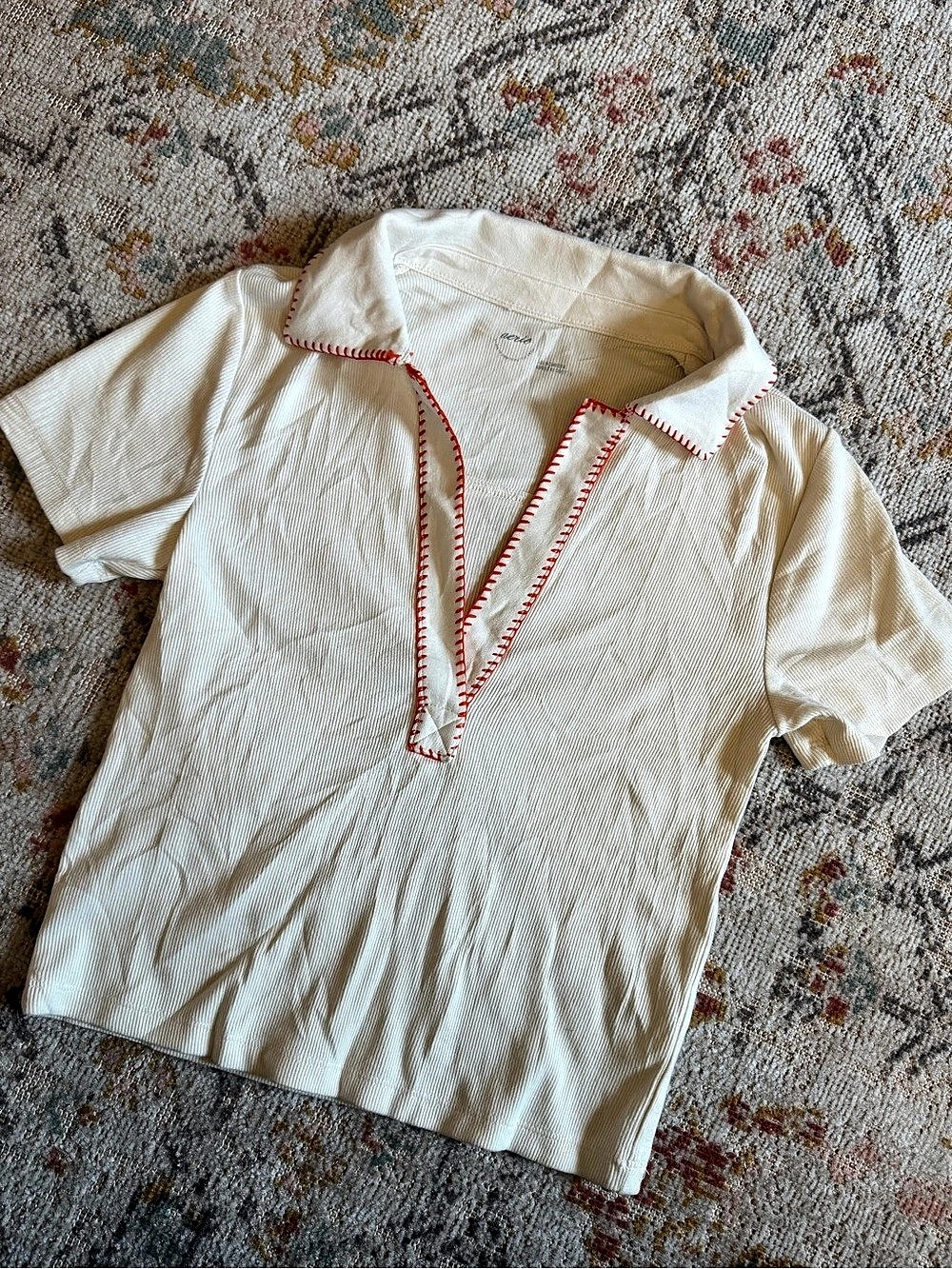 Aerie Cropped Polo T-Shirt White